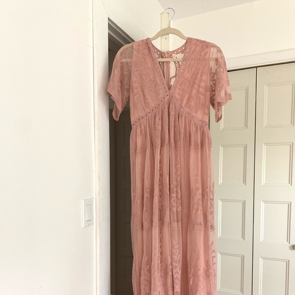 Pinkblush Dresses & Skirts - Pink Blush Maternity blush Pink Lace Maxi Dress
